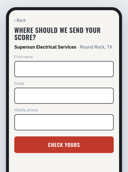 Screen 5: He gives his name, email and mobile